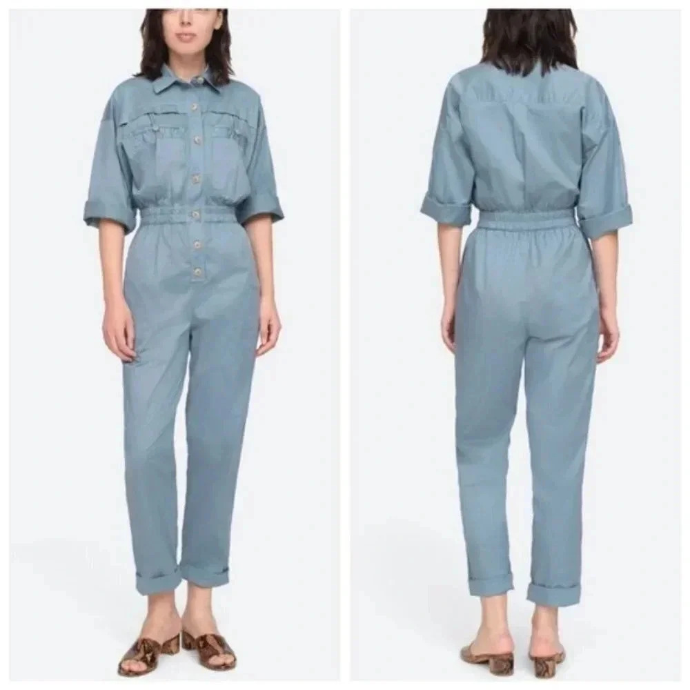 Sea New York Tabitha Jumpsuit steel blue size 6 NWT